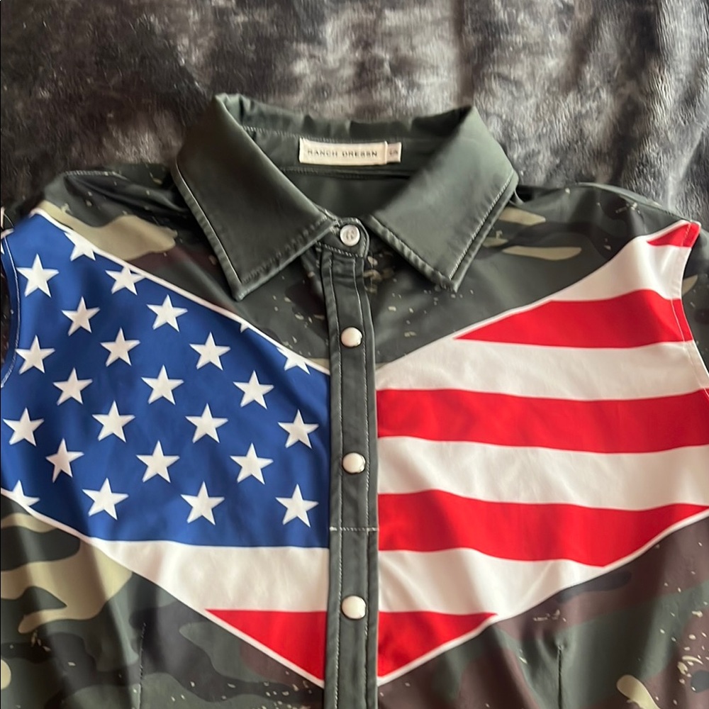 Ranch Dress’n Camouflage American Flag Shirt